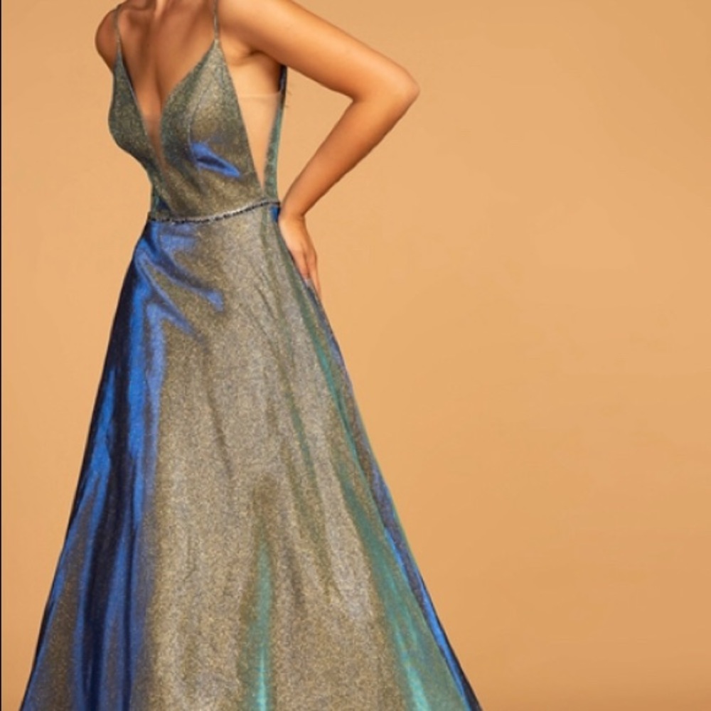 Illusion Deep V-Neck A-Line Dress